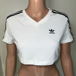 2/$30 ❤️ Adidas Crop Cropped Logo Jersey Sport Top Stripe